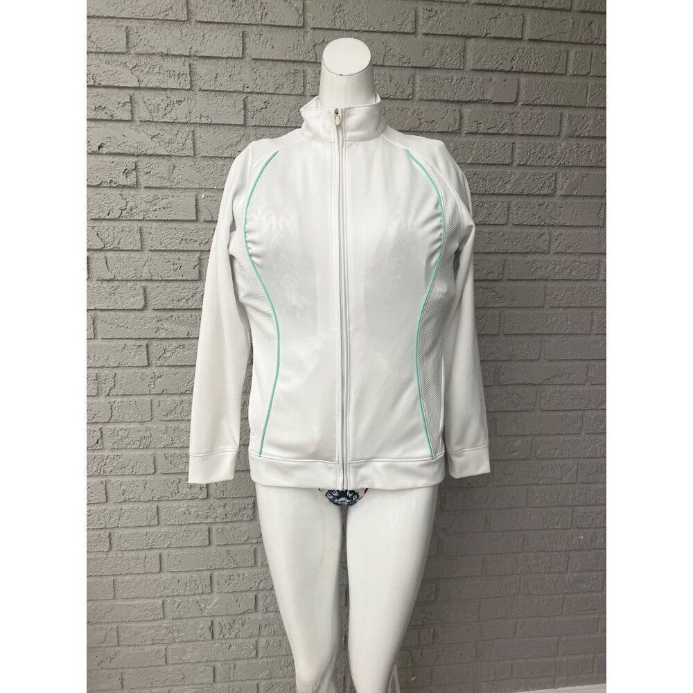 Pebble Beach Full Zip Women White Activewear Jacket Size S
